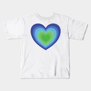 Hearts - concentric heart design blue to green Kids T-Shirt